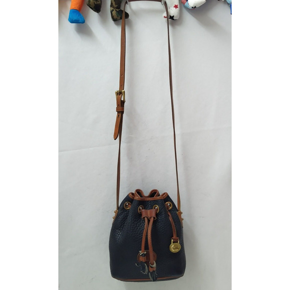 Dooney & Bourke Black Pebbled Leather Drawstring Crossbody Bag - Made in USA - Picture 5 of 16